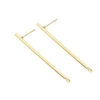 Roestvrij staal oorbel component, met lus, goud, 37x3mm, Gat:Ca 2mm, 100pC's/Bag, Verkocht door Bag