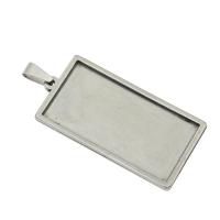 Pendentif en acier inoxydable Cadre, rectangle, couleur originale, 50x22x2mm, Trou:Environ 6.5x3.3mm, Diamètre intérieur:Environ 38x19mm, 10PC/sac, Vendu par sac