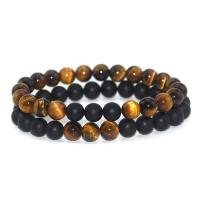 Prirodni Tiger Eye Narukvice, pozlaćen, modni nakit & bez spolne razlike, više boja za izbor, 8mm, Dužina 7.5 inčni, Prodano By par