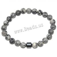 Bracelets de pierres précieuses, Hématite, avec fil élastique, Placage, bijoux de mode & pour homme, plus de couleurs à choisir, 8mm, Vendu par brin