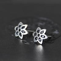 Sterling Silver Jewelry Earring, 925 Sterling Silver, Flower, dath airgid plated, micrea réiteach zirconia ciúbach & do bhean, dathanna níos mó le haghaidh rogha, 10x9mm, Díolta De réir Péire