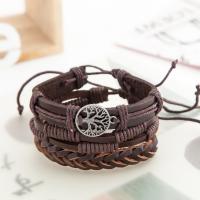 Leathar breagach Bracelet Socraigh, bracelet, le Sinc Alloy, iniompartha, donn, 18CM, Díolta De réir Socraigh