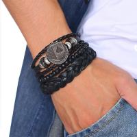 Ecopelle Bracciale Set, Bracciale, with lega in zinco, Portatile & unisex, nero, 18CM, Venduto da set