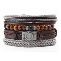 Ecopelle Bracciale Set, Bracciale, with lega in zinco, Portatile & unisex, marrone, 18CM, Venduto da set