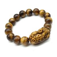 Natural Tiger Eye pulseiras, olho de tigre, with ágata, bola, unissex & tamanho diferente para a escolha, amarelo terra, 10mm, 2vertentespraia/Bag, vendido por Bag