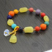 Gemstone Браслеты, Пчелиный воск, с Стеклянные бусины, Женский & разнообразный, 10mm, 2пряди/сумка, продается сумка