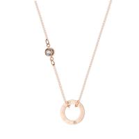 Titanium Steel Necklace rose gold color plated micro pave cubic zirconia & for woman 14mm Sold Per 15.74 Inch Strand