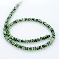 Natural Green Spot Stone Beads Flat Round polished DIY Sold By Strand