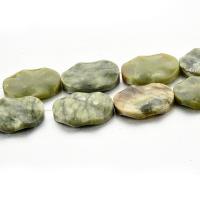 Koraliki z jadeitu, Południowa Jade, Koło, obyty, DIY, zielony, 30x40mm, sprzedane przez Strand