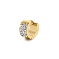 Huggie Orecchino ad anello, acciaio inox, placcato, gioielli di moda & unisex & con strass, nessuno, 4x9mm, Venduto da coppia