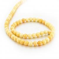 Perles en jade, jaune de jade, Rond, DIY, Jaune, 4x4mm, Vendu par brin