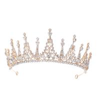 Tiaras, liga de zinco, cromado de cor dourada, Vintage & para mulher & com strass, níquel, chumbo e cádmio livre, 375x80mm, vendido por PC