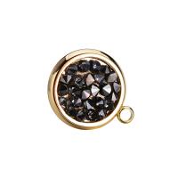 Composant pendente en laiton pour boucle d'oreille, Rond, Placage de couleur d'or, DIY & pavé de micro zircon, protéger l'environnement, sans nickel, plomb et cadmium, 10mm, 20PC/sac, Vendu par sac