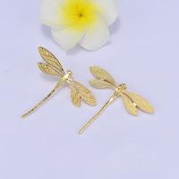 Brass Ékszer Medálok, Sárgaréz, Dragonfly, arany színű aranyozott, DIY, nikkel, ólom és kadmium mentes, 45x37mm, 20PC-k/Bag, Által értékesített Bag