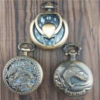 Muoti Pocket Watch, Metalliseos, kanssa Lasi, Pyöreä, päällystetty, Vintage & eri tyylejä valinta, antiikki pronssi väri, 10*48*800mm, Myymät PC