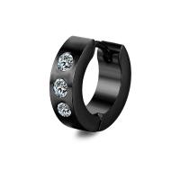 Huggie Orecchino ad anello, acciaio inox, Cerchio, placcato, gioielli di moda & unisex & con strass, nessuno, 4x9mm, Venduto da PC