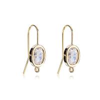 Brass Hook Earwire gold color plated DIY & micro pave cubic zirconia & for woman nickel lead & cadmium free Sold By Bag