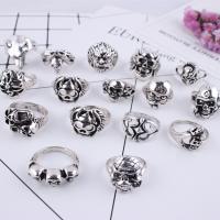 Zink-Legierungsring-Set, Zinklegierung, für den Menschen, gemischte Farben, 4x18mm-11x24mm, Größe:5.5-10, 100PCs/Box, verkauft von Box