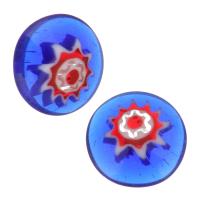 Cabochon in vetro Murano, Millefiori Lampwork, Cerchio, DIY, blu, 12x3.50mm, 50PC/lotto, Venduto da lotto