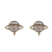 Brass Earring Drop Component with 925 Sterling Silver micro pave cubic zirconia & for woman gold nickel lead & cadmium free Sold By Bag