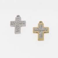 Nerezová ocel Cross Přívěsky, Nerez, Kříž, DIY & mikro Pave drahokamu, více barev na výběr, 13x19x2.50mm, Otvor:Cca 1mm, 10PC/Bag, Prodáno By Bag