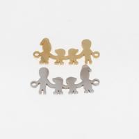 Connettore in acciaio inox, personaggio, placcato, DIY, nessuno, 26x13x1mm, Foro:Appross. 1mm, 10PC/borsa, Venduto da borsa