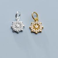 Cubic Zirconia micro pavimenta Sterling Silver Ciondolo, 925 sterline d'argento, placcato, DIY & Micro spianare cubic zirconia & per la donna, nessuno, assenza di nichel,piombo&cadmio, 8mm, 2PC/borsa, Venduto da borsa