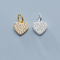 Cubic Zirconia Micro Pave Sterling Silver Pendant, 925 sterling silver, plated, DIY & micro bana cubic zirconia & för kvinna, fler färger för val, nickel, bly och kadmium gratis, 8.50x8x1.50mm, 2/Bag, Säljs av Bag