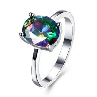 Bague Zircon cubique en laiton, ellipse, Placage, pavé de micro zircon & pour femme, plus de couleurs à choisir, 11*8mm, Vendu par PC