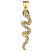 Kubik Zirkonium mikro bana Mässing hängande, Snake, guldfärg pläterade, micro bana cubic zirconia, 8x3.50x33mm, Hål:Ca 3.5mm, 10PC/Lot, Säljs av Lot