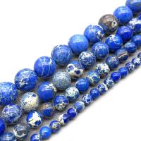 Edelsteen Sieraden Kralen, Indruk Jasper, Ronde, gepolijst, DIY, blauw, 3mm, Verkocht door Strand