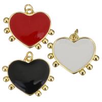 Colgantes de Metal en Forma Corazón, chapado en color dorado, esmalte, más colores para la opción, 19x2.50x16mm, agujero:aproximado 2.5mm, 10PCs/Grupo, Vendido por Grupo