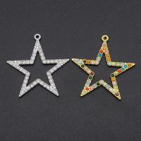 Sinc Alloy Rhinestone Pendants, Star, plátáilte, DIY & le rhinestone & log, dathanna níos mó le haghaidh rogha, 30*31mm, Poll:Thart 1.9mm, 5ríomhairí pearsanta/Mála, Díolta De réir Mála