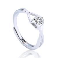 Mässing Öppen finger ring, plated, micro bana cubic zirconia & för kvinna, silver, 51x3.50mm, Storlek:6, 2PC/Bag, Säljs av Bag