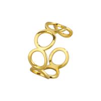 Messing Manchet Finger Ring, plated, voor vrouw, meer kleuren voor de keuze, nikkel, lood en cadmium vrij, Maat:6.5, 2pC's/Bag, Verkocht door Bag