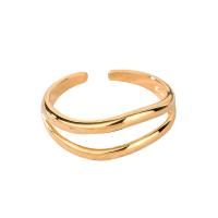 Messing Manchet Finger Ring, plated, voor vrouw, meer kleuren voor de keuze, nikkel, lood en cadmium vrij, Maat:6.5, 2pC's/Bag, Verkocht door Bag