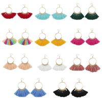 Fashion Fringe Earrings Zinc Alloy Round plated & for woman 90*60mm Sold By Pair