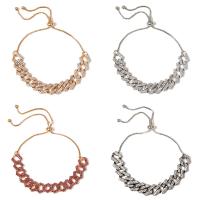 Zink legering enkelbanden, Zinc Alloy, met ijzeren ketting & Bergkristal, Geometrisch Patroon, plated, verschillende kleur en patroon naar keuze & Verstelbare & micro pave strass & voor vrouw, meer kleuren voor de keuze, 120-340mm, Verkocht door Strand