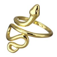 Messing Manchet Finger Ring, Slang, gold plated, micro pave zirconia & voor vrouw, 25mm, Maat:6, 5pC's/Lot, Verkocht door Lot