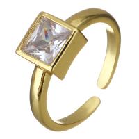 metal Anillo de dedo Cuff, con Vidrio, chapado en color dorado, Ajustable & para mujer, 7mm, tamaño:6, 5PCs/Grupo, Vendido por Grupo