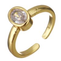 metal Anillo de dedo Cuff, con Vidrio, chapado en color dorado, Ajustable & para mujer, 8mm, tamaño:6, 5PCs/Grupo, Vendido por Grupo