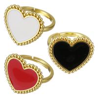 Messing Open Finger Ring, Hart, gold plated, Verstelbare & voor vrouw & glazuur, meer kleuren voor de keuze, 18mm, Maat:7, 5pC's/Lot, Verkocht door Lot