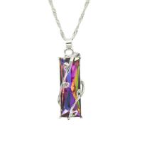 Zink Alloy Smycken Collier, med Kristall, Square, plated, Unisex, flerfärgad, 37*13mm, Säljs av Strand