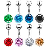 Acier inoxydable anneau de ventre, Placage, pavé de micro zircon & pour femme, plus de couleurs à choisir, 23mm, 20PC/lot, Vendu par lot