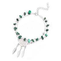 Sinc Alloy Anklet, le Malachite, neamhrialta, plátáilte, Ciseal Dúbailte & do bhean & log, 270,45*6mm, Díolta De réir Snáithe