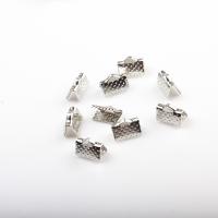 Blås Ribbon Crimp, Mässing, plated, DIY, silver, 10*7mm, 1000PC/Bag, Säljs av Bag