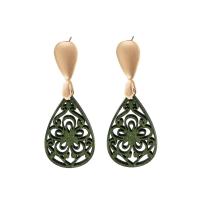 Zinc Alloy Drop Earring, med Træ, mode smykker, flere farver til valg, Solgt af par