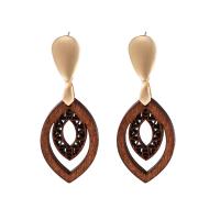 Zinc Alloy Drop Earring, med Træ, mode smykker, flere farver til valg, Solgt af par