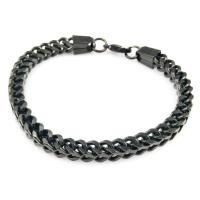 Roestvrij staal armbanden, plated, voor de mens, zwart, 6mm, Per verkocht Ca 7.87 inch Strand