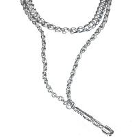 Hommes Pull Collier chaîne, alliage de zinc, Motif géométrique, Placage, multicouche & unisexe, argent, 650+500mm, Vendu par brin